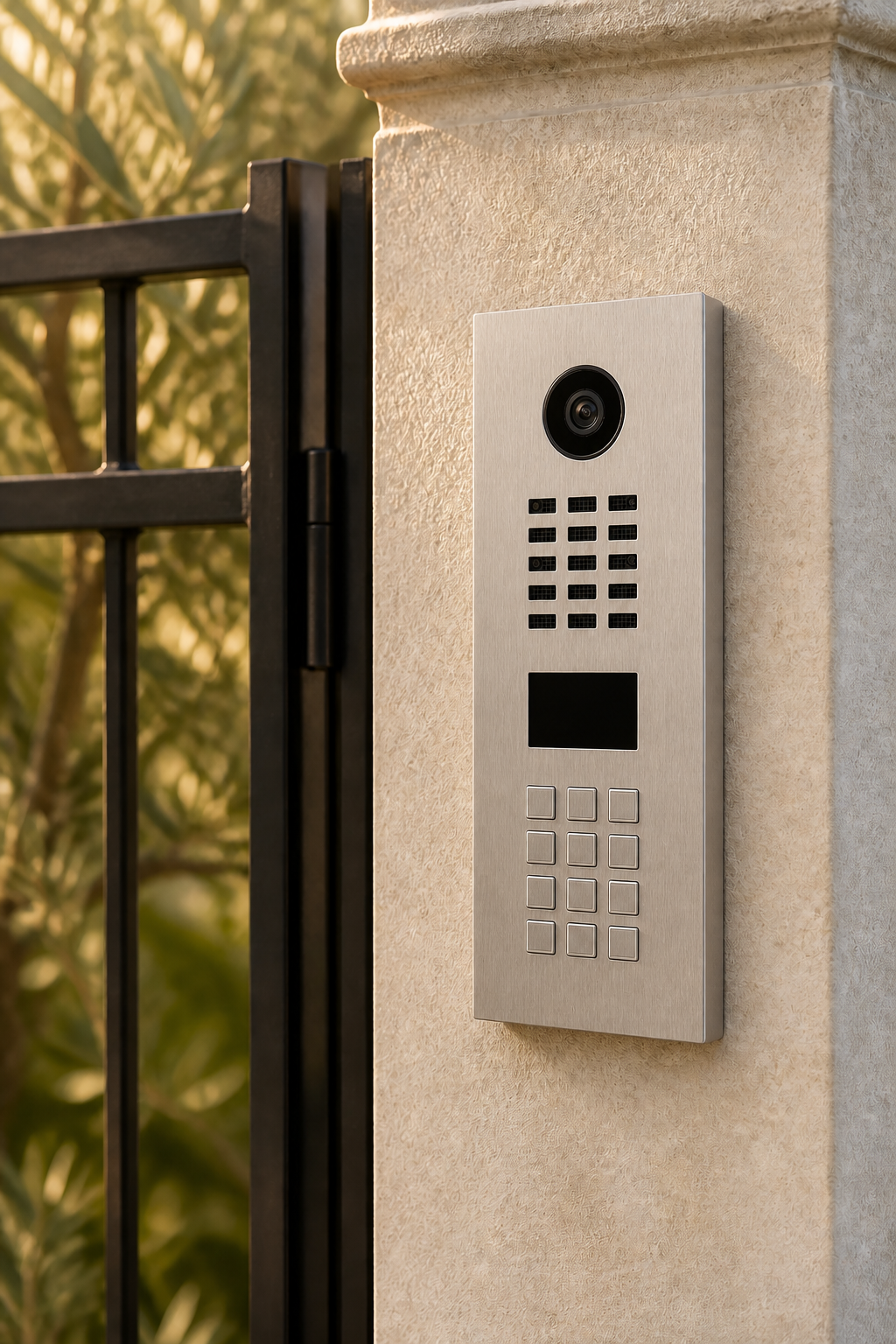 Installed video intercom and keypad detail