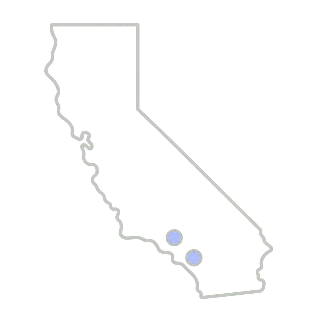 California service area with Los Angeles and Orange County marked