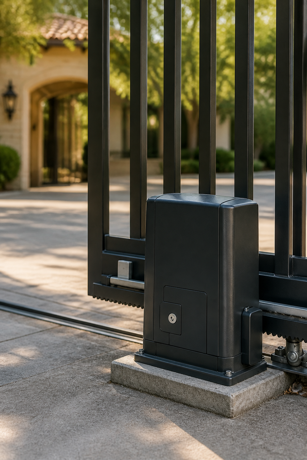 Sliding gate operator beside an existing gate