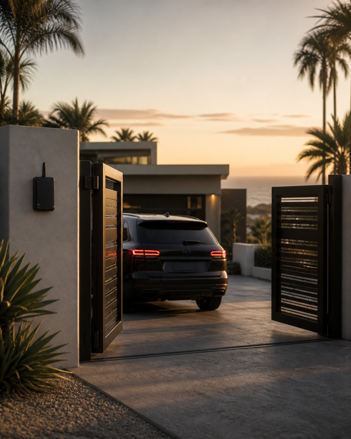 Gate automation equipment at a California entrance