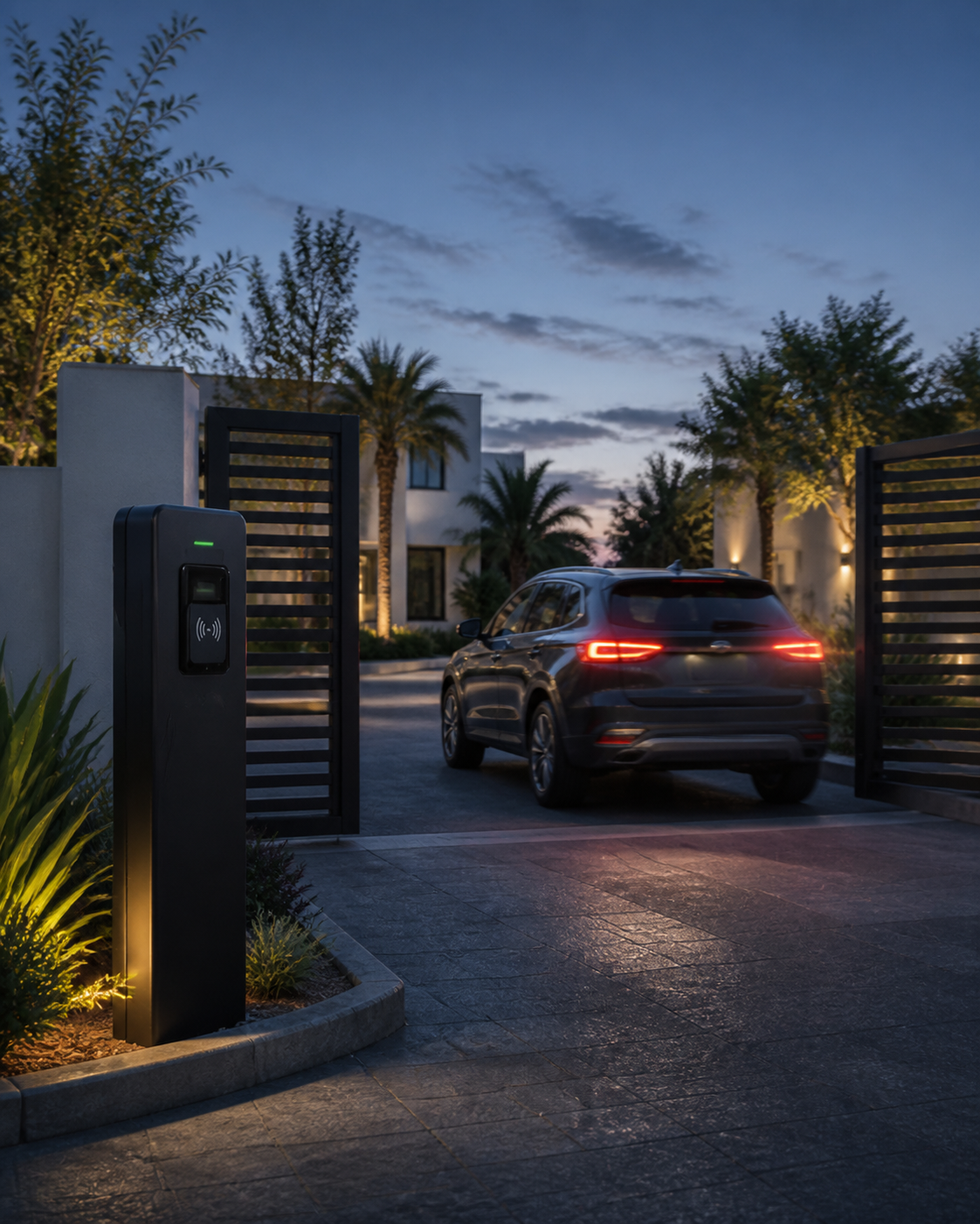 Gate automation equipment at a California entrance