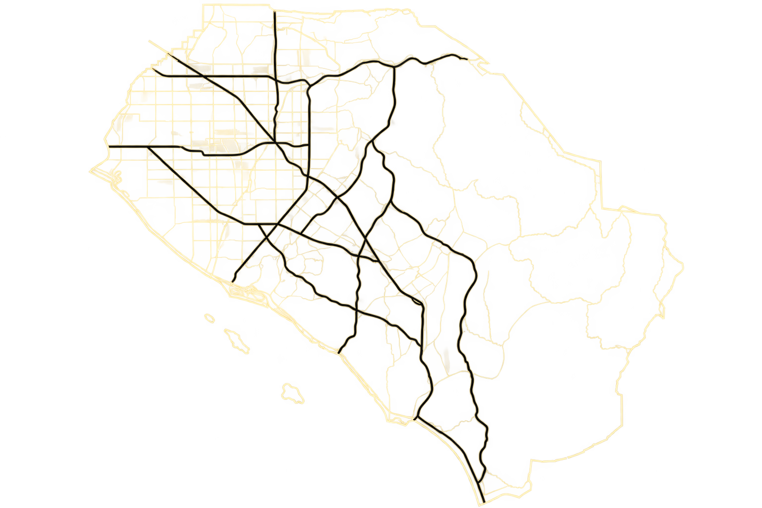 Complete Orange County road and coastline map